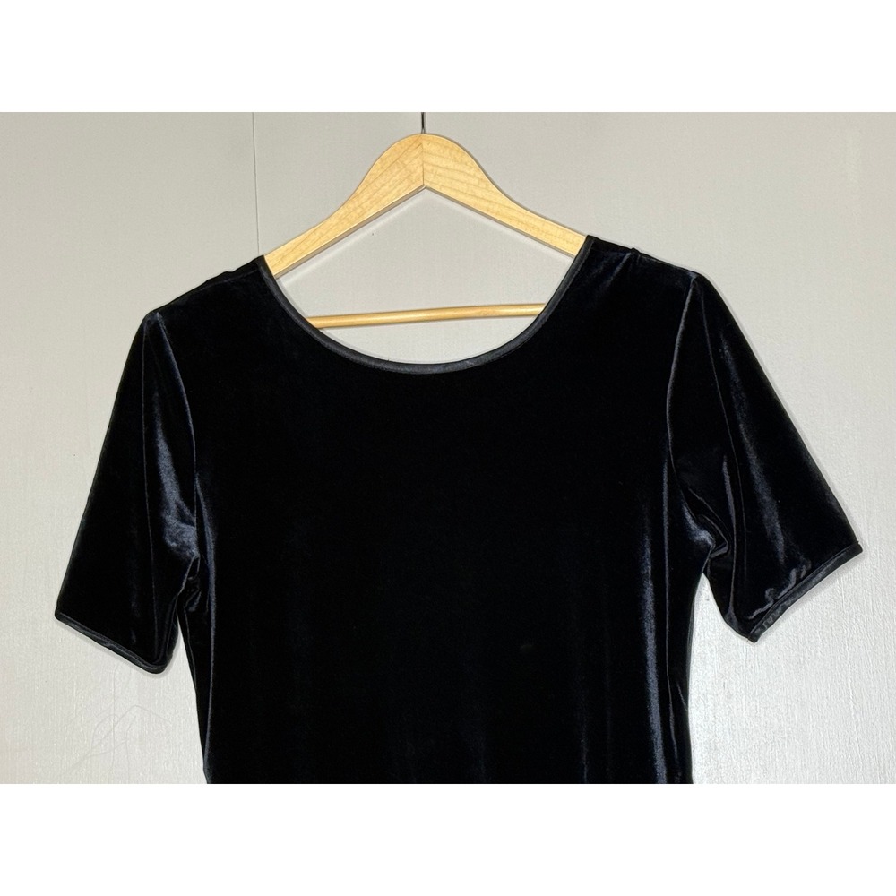 Vintage Nina Piccalino Black Velvet Maxi Dress Side Slit Button Detail Size 10 - Picture 2 of 8